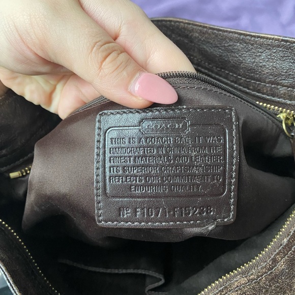 COACH Zoe Signature Hobo Bag Jacquard Khaki & brown Leather Purse - Picture 3 of 4